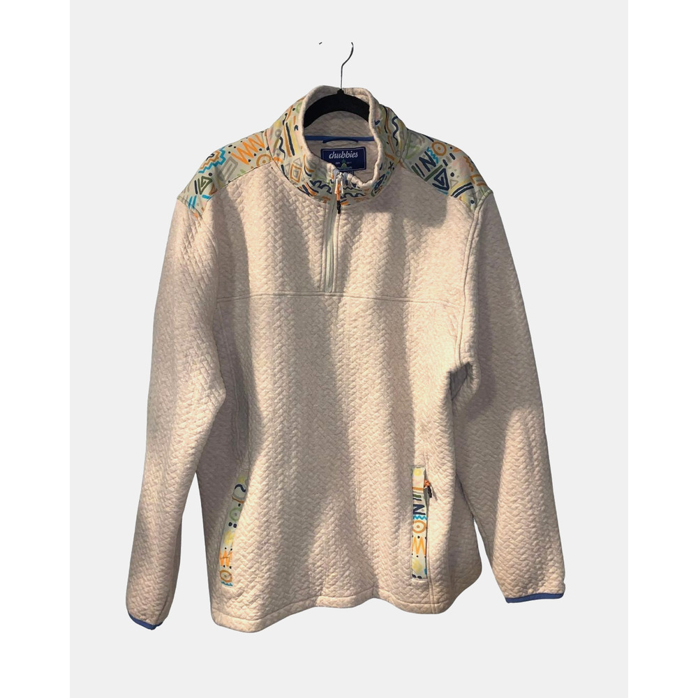 Chubbies Mens Boho Sandstorm Quilted 1/4 Zip Size XL Handwarmer Pocket Beachy